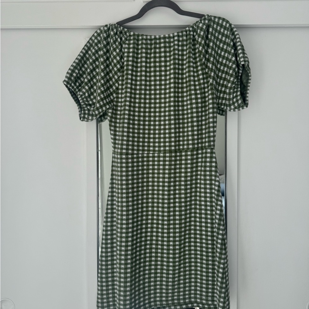 Madewell Olive Checkered Mini Dress - Picture 3 of 4